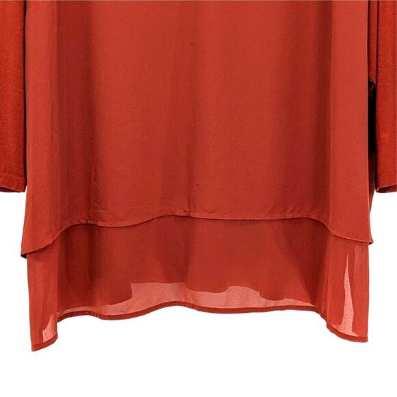 Michael Kors Layered V Neck 3/4 Sleeve Tunic Top Boho Minimal Fall Orange 2X - Picture 10 of 14